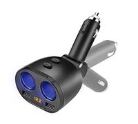 Car Charger Cigarette Lighter Adapter,12V/24V DC Outlet Splitter with Dual USB Ports Car Charger Compatible Phone, Pad, Tablet, Android, Samssung, GPS, Dashcam, Radar Detector and More