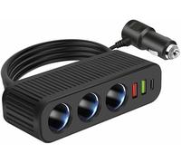 Car Charger Cigarette Lighter Socket Splitter 120 W Cigarette Lighter Adapter with 3 USB Ports for Phone Tablets Dash Cam