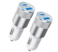 Car Charger Fast Charge 2Pack Cigarette Lighter USB Charger 48W Dual[USB-C 30W+USB-A 18W] 12V Cigarette Lighter Socket All Metal Car Phone Adapter for iPhone16 15 14 Plus/Pro/Pro Max/Galaxy/Samsung