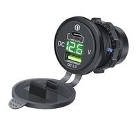 Car Charger for Phone, USB-C Car Charger Fast Charging - Integrated Voltmeter for Travel, Camping, Vehicle Use in Truck