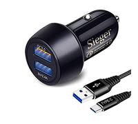 Car Charger For Samsung S20 S10 S10E Plus S9 S8,Note 8 9 10,Galaxy A20 A50 A40 A70 A51 A71 A80 A90 A20E A21 A31 A41,30W USB Car Cigarette Lighter Adapter Charger 2 port(QC3.0+2.4A)+1M USB Type C Cable