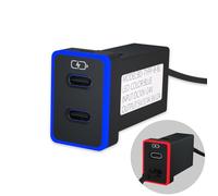 Car Charger for Toyota USB C Dual Port Charger PD 3.0 Type C Fast Charging with LED Light Show,Compatible with Smart Phone,Tablet,and More (Blue/Red 1.3x0.9inch