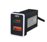 Car Charger PD QC3.0 Fast Charging Type c USB Port Socket,with LED Light Show for Toyota Compatible with Smart Phone,Tablet,and USB Device More.（White-1.3x0.9inch）