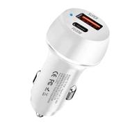 Car Charger - Port Vehicle Adapter with 60W USB - C Power Delivery and Smart Voltage Regulation Circuits | Compact aluminum shell with LED indicator, overheat protection, ideal fast