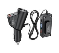 Car Charger, Portable Design, Black Color, Car Charging Adapter, Automotive Phone Accessory, Real Time Monitoring, Use For Sedans, Trucks, Rvs, Commuting, Travel
