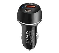 Car Charger - Super Fast Charging Adapter | 60 W Double Port USB Type C Quick Charge Adapter | PD Quick Charging Charger for Phones, Tablets and USB Devices | Compact Power Adapter for Vehicle U
