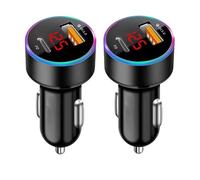 Car Charger USB C Type Fast Adapter Charge 36W QC 3.0 2-Port USB with Led Cigarette Lighter USB Charger compatible with Android and Apple Power Outlet 12-24V