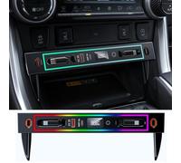 Car Charger USB Hub for Toyota RAV4 2020-2025 Multiport Retractable Docking Station, Center Console Phone Fast Charger with RGB Light for Toyota RAV4 Interior Accessories(black)