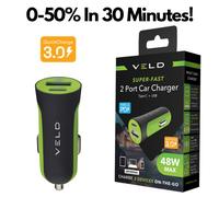 Car Charger Wireless Super Fast USB C VELD 2 Port 12V Adapter iPhone Samsung