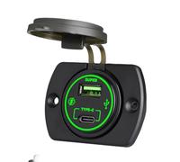 Car Chargers Socket with USB C Phone, Without switchh GREEN | 12V / 24V USB Outlet with Cap Power Socket for Road Trips and Camping, USB C Phone Charging Power Adapter