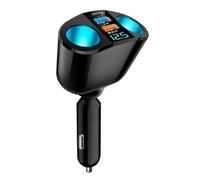 Car Charging 12V-24V Double USB & USB C LED Display Charging Adapter 360 Degree Rotation Vehicles Socket Adapter