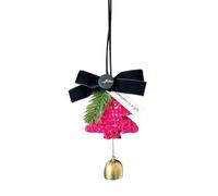 Car Charm, Signs - Elegant Christmas Tree Decoration with Bow Tie and Golden Bell - Red Black Tree Hanging Ornament with Artificial Leaves, Indoor Decorations
