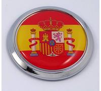 Car Chrome Decals Spain Spanish Round Flag Emblem Bumper Sticker Bezel Badge