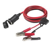 Car Cigarette Lighter Alligator Clips Extension Cable - 12ft / 3.6m Clip-on Plug Socket Outlet Dustproof Waterproof Safety Adapter 12V/24V Extension Cord with Fuse Holder Power for Car Charging