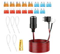 Car Cigarette Lighter Extension Socket Adapter to Fuse Tap Holder,Mini Car Cigarette Lighter Set with Fuses 5A 10A 15A Kit Add A Circuit TAP Adapter Lead with 12V Fuse Holder for ATM APM Blade Fuses