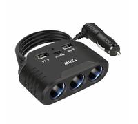 Car Cigarette Lighter Splitter Adapter, 120W Cigarette Lighter USB Charger with 5V/3.1A USB Type C Socket, Car Plug Outlet Splitter, Universal for 12-24V Vehicles