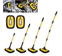 Car Cleaning Brush 15° Curved Car Wash Brush Long Handle, Caravan Cleaning Telescopic Brush Wash Mop, 55.1" Aluminum Alloy Long Rod Cleaning Mop, Replaceable Microfiber Mop Head