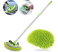 Car Cleaning Brush, Car Wash Brush with 21-44" Extendable Pole Microfibre Wash Car Mop, Car Washing Brush Set 2 Replaced Mop Heads Detachable Car Wash Scratch Free