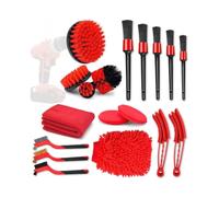 Car Cleaning Brush Kit - 18 Brushes for Interior and Exterior, with Drill Brushes and Washing Accessories
