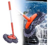 Car Cleaning Brush,Rotating Car Wash Brush with Telescopic Handle - Dual-Head Microfiber Cleaning Mop for Cars, Windscreens & Caravans | 23-46" Extendable Pole for SUVs/RVs (1pc)