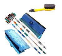 Car Cleaning Kit - 3m 9ft Aluminium Telescopic Water Brush + 2 In 1 Spray & Wheel Wash | Window Strong Quality Durable, Long Lasting, Wash Metre Foot Squeegee | Ideal For Car, Van, Lorry, Trucks
