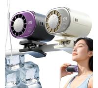 Car Clip On Air Conditioner Fan With Led Display, 360° Rotating Usb Rechargeable Personal Cooling Fan, 199 Speed Adjustable Wide Clamp Mini Fans With 2000mah Battery (2pcs#3)