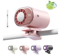 Car Clip on Air Conditioner Fan with LED Display, 360° Rotation & 199 Speed Adjustable, Portable Semiconductor Cooling, Personal Cooling Fans for Cars Camping Hiking Pink