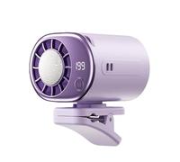 Car Clip on Air Conditioner Fan with LED Display, Mini Portable Personal Cooling Fan with 360° Rotation, 199 Speeds Adjustable, USB Rechargeable Car Fans for Office Beach Truck Tent Umbrella (Purple)