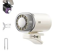 Car Clip on Air Conditioner Fan with LED DisplayCar Fans That Blow Cold Air,Portable Personal Cooling Fan with 360° Rotation,199 Speeds Adjustable,USB Rechargeable Car Fans for Office Beach (White)