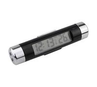 Car Clock, Dashboard Thermometer, Vehicle Digital Watch, Blue Backlight Display, Double Time Temp Function, Car Dashboard Air Vent Use, 3.39x0.79 Inches Black Silver 1 Piece