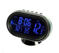 Car Clock, KACEPAR 12V/24V Car Voltmeter Monitor Thermometer with Temperature/Time LCD Display, Digital Dashboard Clock Battery Monitor with Backlight