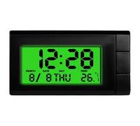 Car Clock LCD Tiny Digital Clock with Calendar and Thermometer with Green Backlight Double Side Adhesive for Dashboard