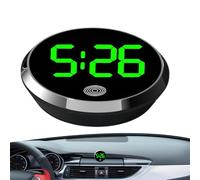 Car Clock - Touch-Control Digital LED Display | Portable Dashboard Clocks | for Vehicle RV Boat Bike Home Office Fridge Classroom, Round Alloy Case, Luminous Light, Accurate Timekeeping