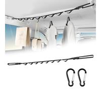 Car Clothes Hanger with 2X Carabiner Hooks, Car Hanger with Fastening Buckle, Clothes Rack for Car Travel 83-119 CM, Car Hanger for Truck, SUV, Wagons, Van, Attach to Handle