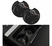 Car Coaster 2 Pcs Universal Car Cup Coaster Black Labrador Car Cup Mat Auto Non-Slip Cup Holder with A Finger Notch Drink Coaster for Car Car Interior Accessories Coasters for Most Vehicle