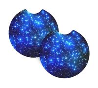 Car Coasters 2 Pack AEKGOHP Blue Shining Stars Printing Odorless Cup Holder Coasters for All Standard Cup Holders, Perfect for Cars, Trucks, SUVs -2.7 in