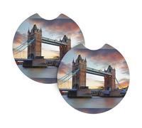 Car Coasters 2 Pack AEKGOHP Historic Old Tower Bridge London Printing Odorless Cup Holder Coasters for All Standard Cup Holders, Perfect for Cars, Trucks, SUVs -2.7 in