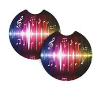 Car Coasters 2 Pack AEKGOHP Jumping Musical Notes Printing Odorless Cup Holder Coasters for All Standard Cup Holders, Perfect for Cars, Trucks, SUVs -2.7 in