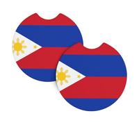 Car Coasters 2 Pack AEKGOHP Philippine flag Printing Odorless Cup Holder Coasters for All Standard Cup Holders, Perfect for Cars, Trucks, SUVs -2.7 in
