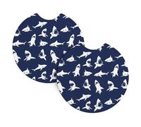 Car Coasters 2 Pack AEKGOHP Various Sea Fish Pattern Printing Odorless Cup Holder Coasters for All Standard Cup Holders, Perfect for Cars, Trucks, SUVs -2.7 in