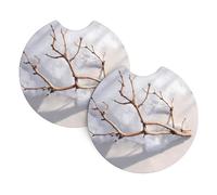 Car coasters 2 pack HHGFASD Dead branches on the snow Pattern car accessories waterproof non-slip quick-drying for daily use in cars and trucks