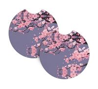 Car coasters 2 pack HHGFASD Sakura in full bloom Pattern car accessories waterproof non-slip quick-drying for daily use in cars and trucks