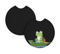 Car Coasters 2-Pack Whjshop Frog Tour Guide On A Boat Picture Durable Chloroprene Rubber, Waterproof, Quick Drying, Odorless Cup Holder Protectors