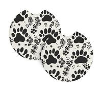 Car Coasters 2-Pack Whjssf Bone And Paw Print Printing Durable Chloroprene Rubber, Waterproof, Quick Drying, Odorless Cup Holder Protectors