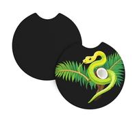 Car Coasters 2-Pack Whjssf Coconut Tree And Snake Printing Durable Chloroprene Rubber, Waterproof, Quick Drying, Odorless Cup Holder Protectors