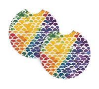 Car Coasters 2-Pack Whjssf Gay Pride Rainbow Pattern Printing Durable Chloroprene Rubber, Waterproof, Quick Drying, Odorless Cup Holder Protectors