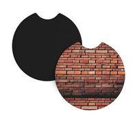 Car Coasters 2-Pack Whjssf Industrial Brick Wall Background Printing Durable Chloroprene Rubber, Waterproof, Quick Drying, Odorless Cup Holder Protectors