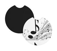 Car Coasters 2-Pack Whjssf Jumping Musical Notes Printing Durable Chloroprene Rubber, Waterproof, Quick Drying, Odorless Cup Holder Protectors