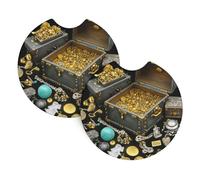 Car coasters 2 pack YTUOPWE Gold, silver and jewelry Picture car accessories waterproof non-slip quick-drying for daily use in cars and trucks