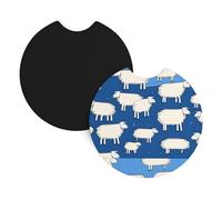 Car Coasters 2 Pack YYHHAOFA A flock of cotton sheep Printed Odorless Cup Holder Coasters for All Standard Cup Holders, Perfect for Cars, Trucks, SUVs -2.7 in
